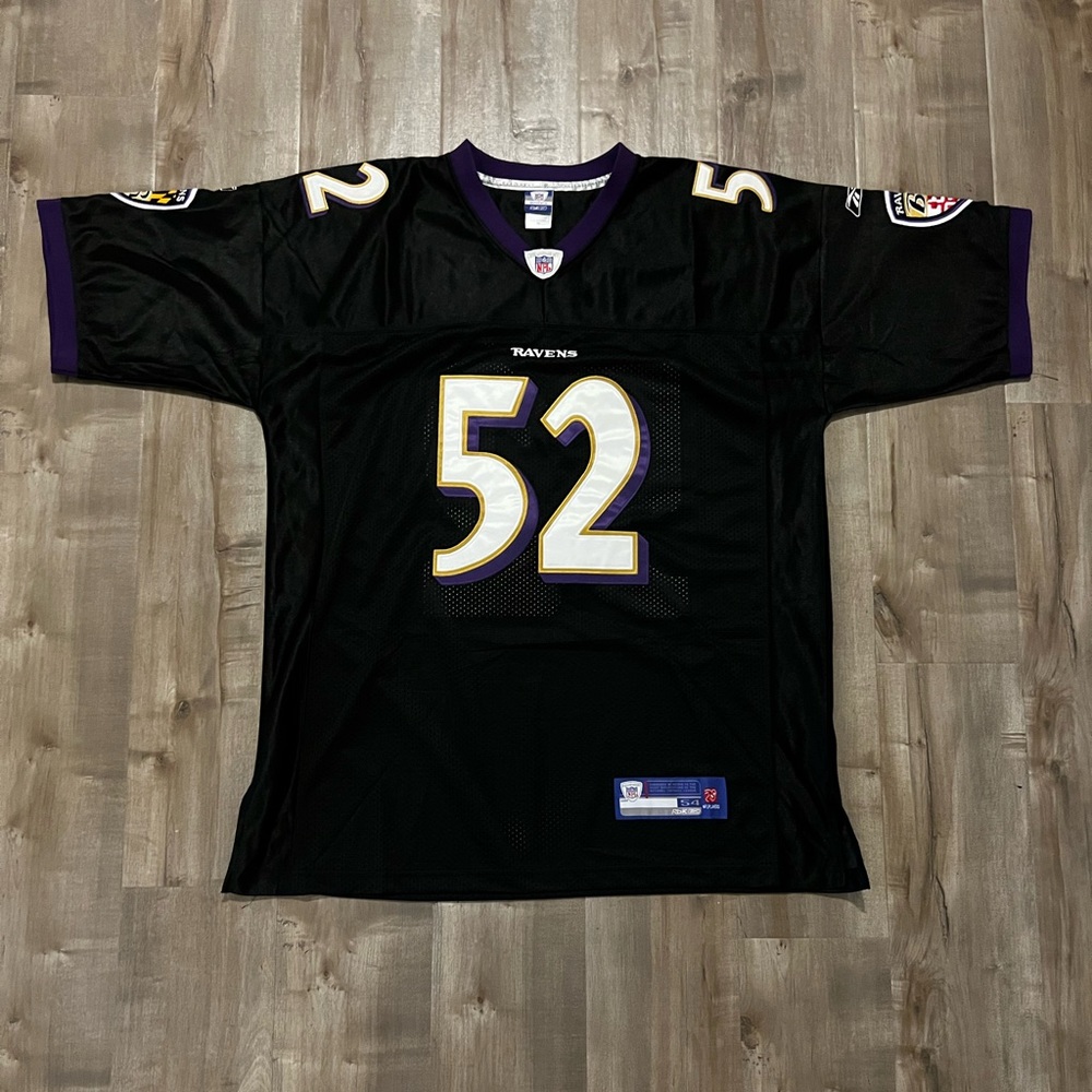 Retired Player Ray Lewis #52 Baltimore Ravens NFL Jersey Sz 54 Black Purple